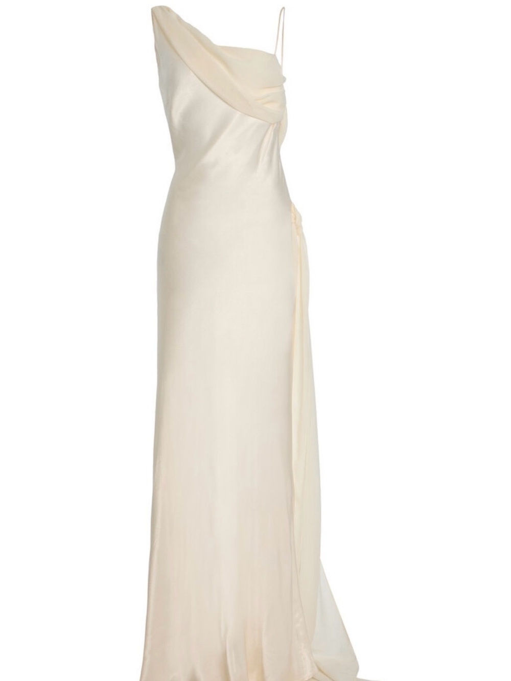 NWT Never Worn Arcina Ori Helena Chiffon Satin One-Shoulder Gown